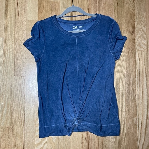 Cable & Gauge Blue T-shirt,Twist Knot Bottom, Size Medium - Picture 1 of 6